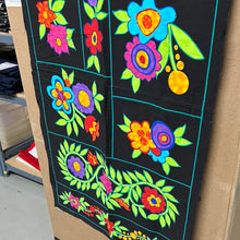 Load image into Gallery viewer, Moda Panel Quilting Cotton, Black with Bright Flowers (WQC1972)
