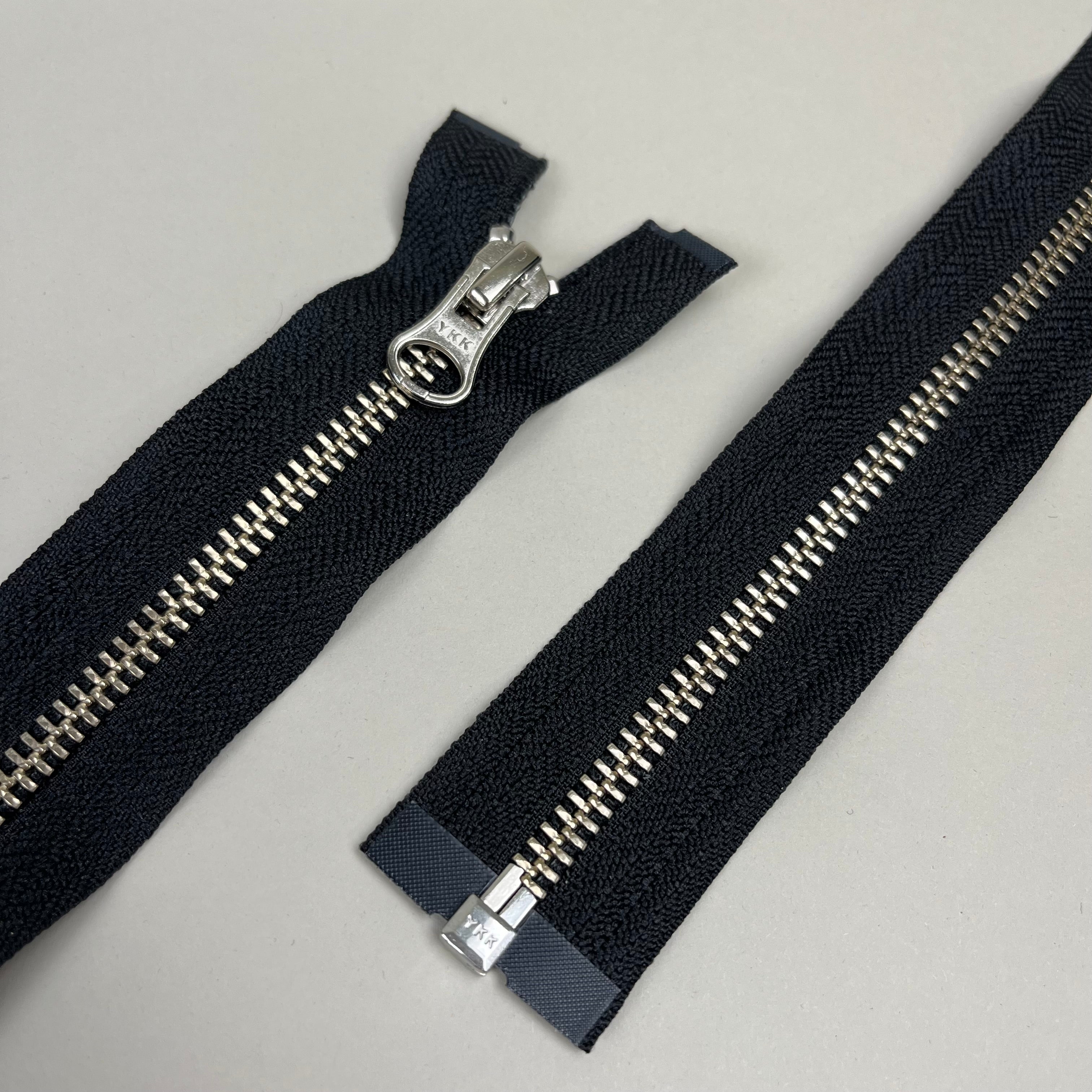 Two-Way Metal Zipper - Black & Silver 34" (NZP0478)