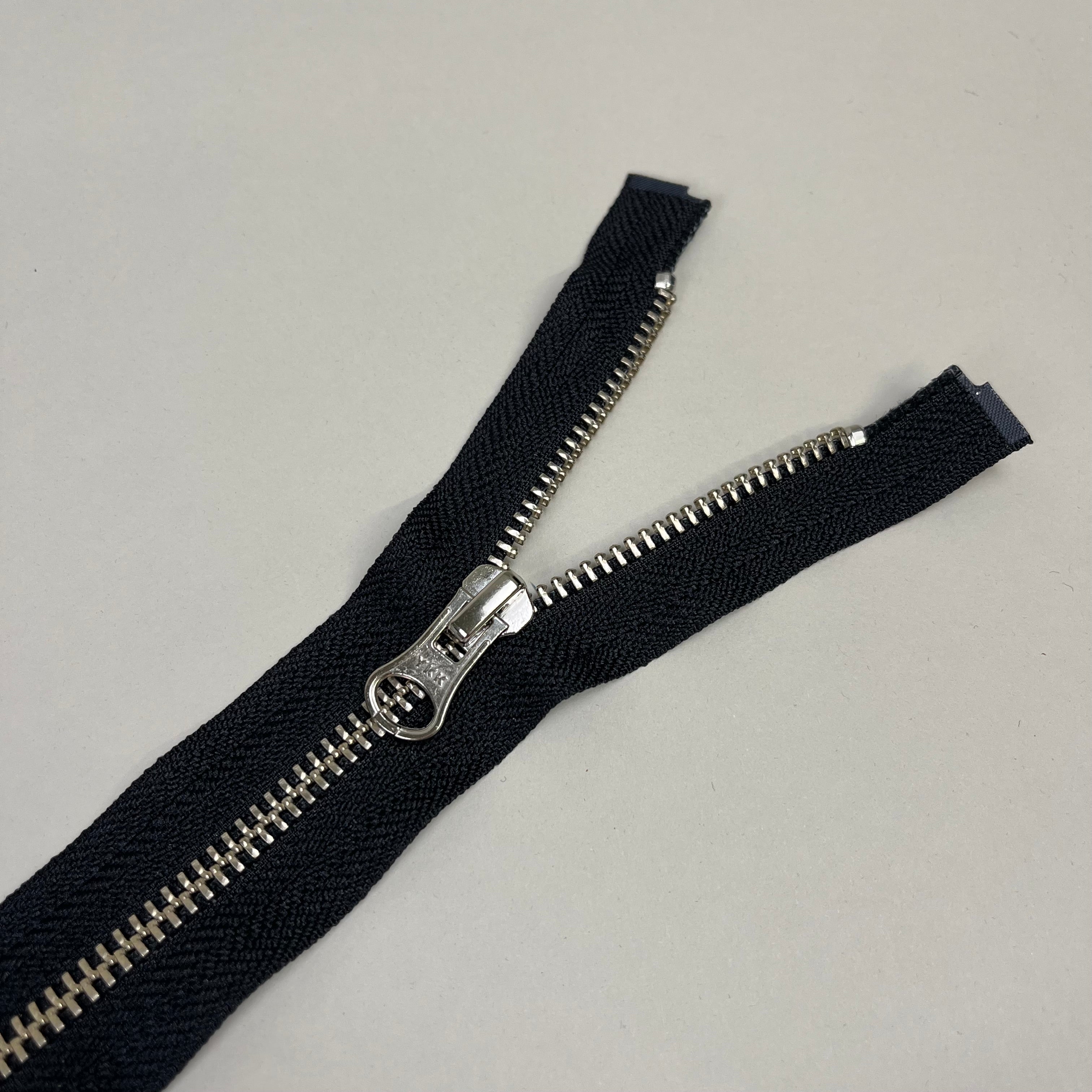 Two-Way Metal Zipper - Black & Silver 34" (NZP0478)