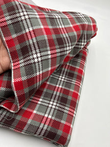Coat Weight, Burgundy & Grey Check (WCW0260)
