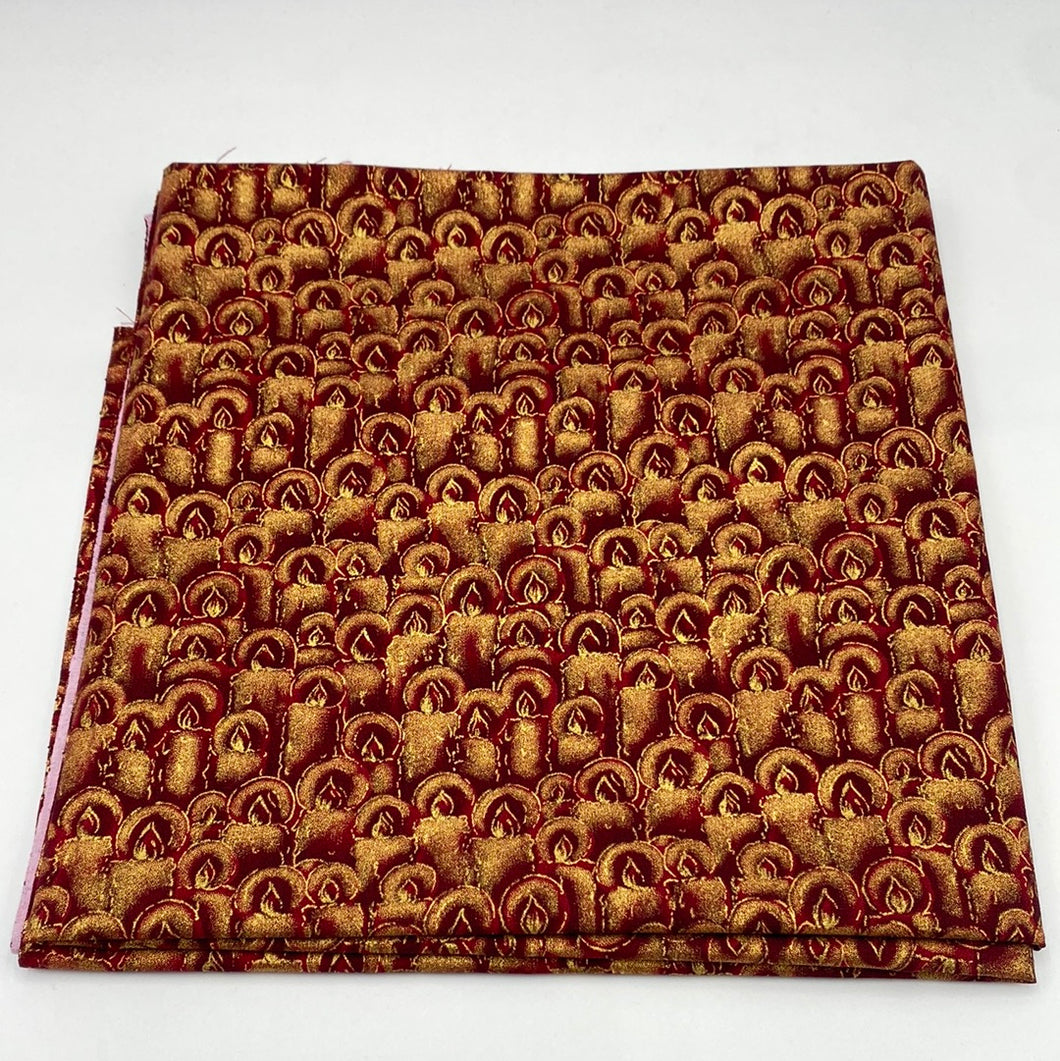 E.E. Schenck Quilting Cotton, Golden Candles on Red (WQC1634)