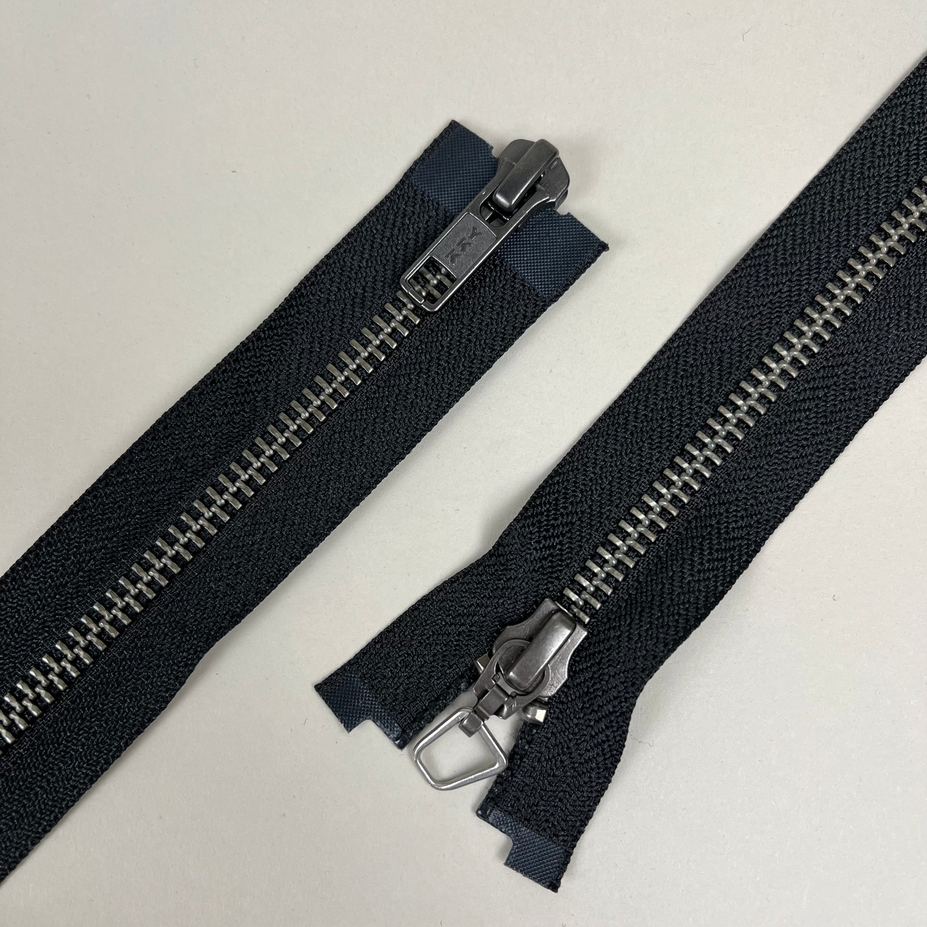 Two-Way Metal Zipper - Black & Antique Silver 31.5" (NZP0414)