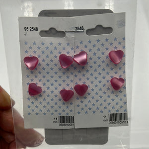 Novelty BUTTON, Pink Hearts (NBU0378)