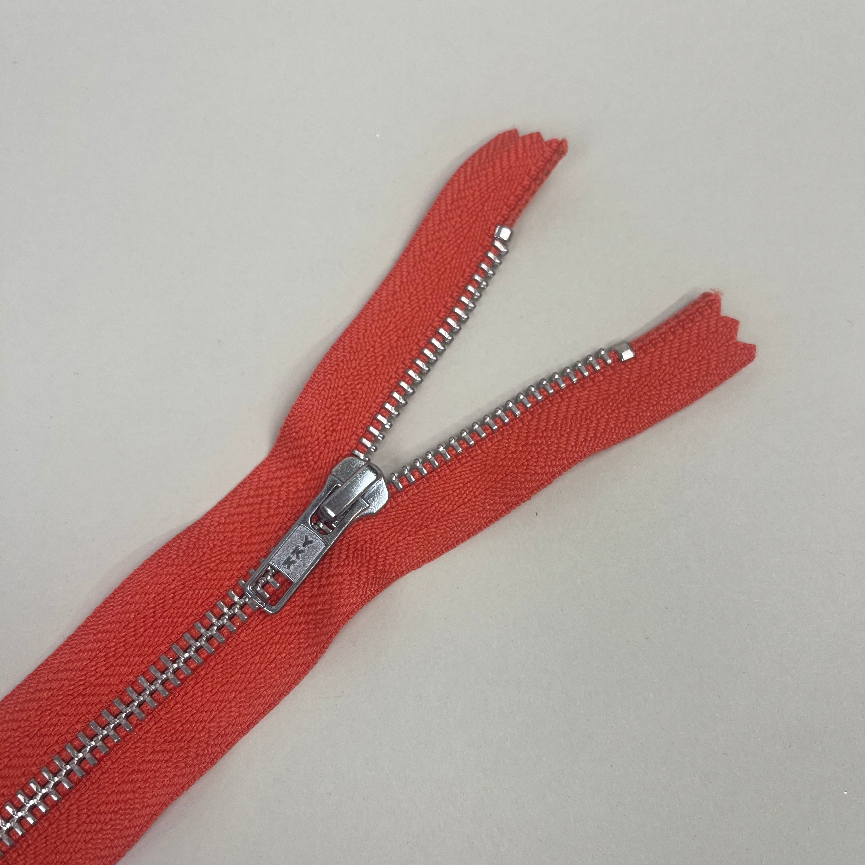 Closed-End Metal Zipper - Coral & Silver 20.5" (NZP0338)