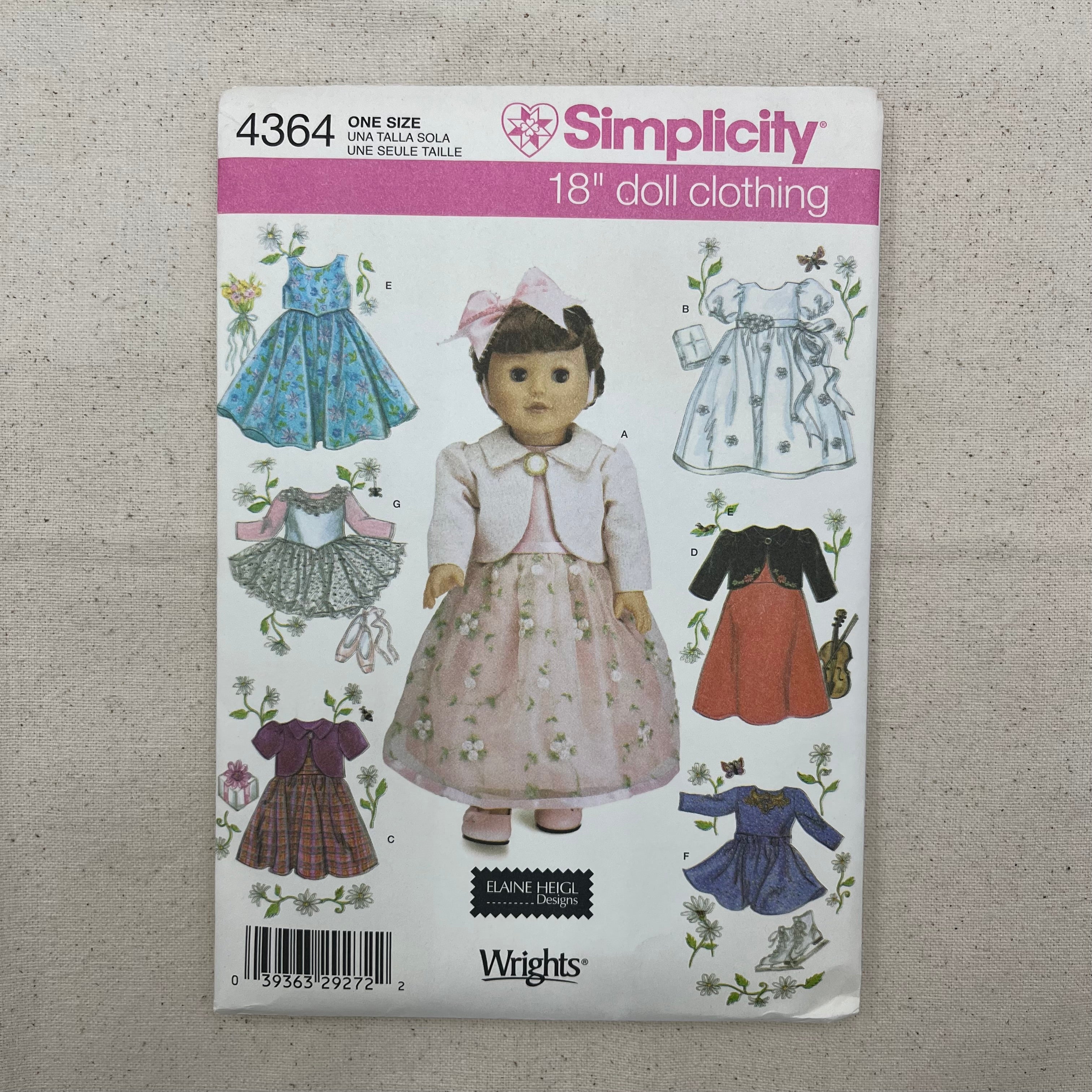 Simplicity Pattern - 4364 Doll Clothes (NPA0498)