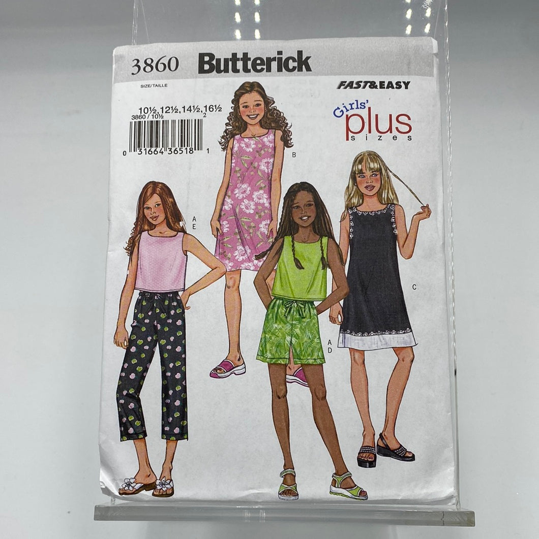 BUTTERICK Pattern, Girls' Top, Dress, Shorts, Pants (PBT3860)