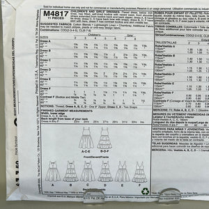 MCCALL'S Pattern, Children's and Girl's Dresses (PMC4817)