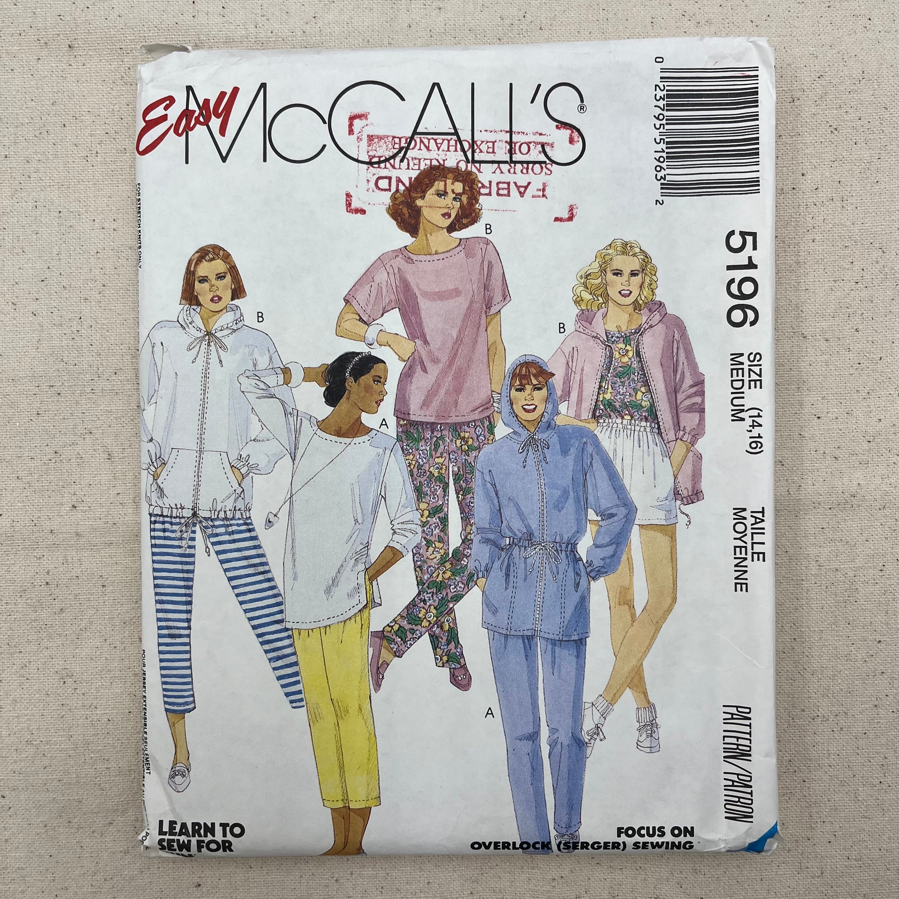 McCall's Pattern - 5196 Hooded Jackets, Top, Pants & Shorts (NPA0487)