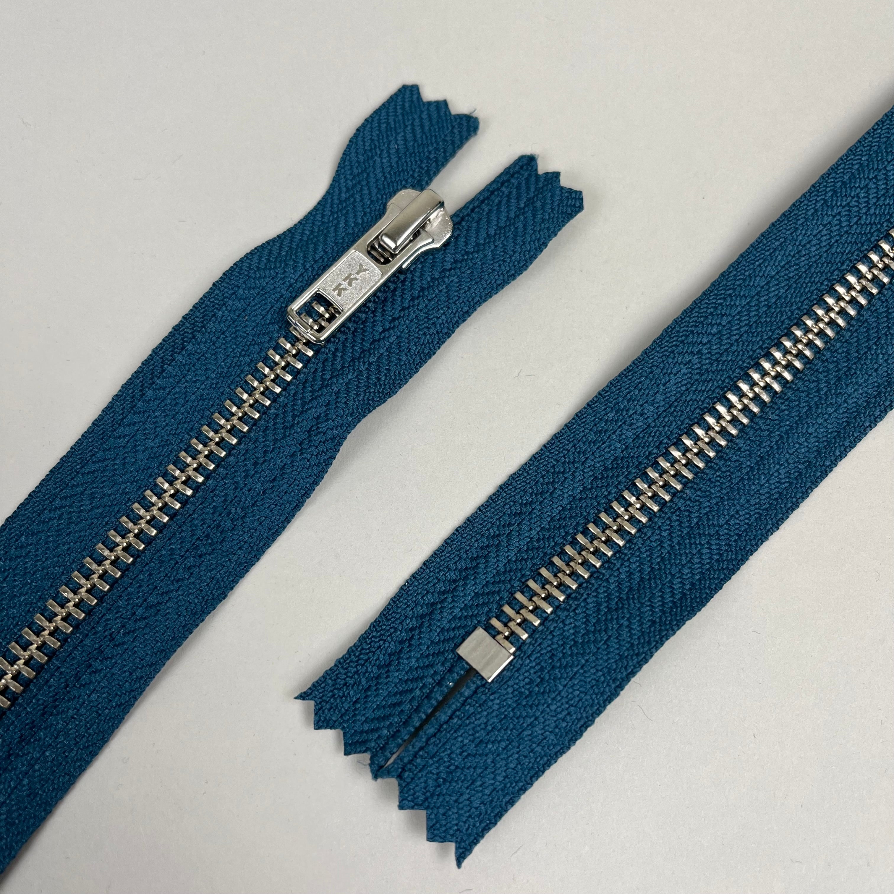 Closed-End Metal Zipper - Teal & Silver/Gold 20" (NZP0358)