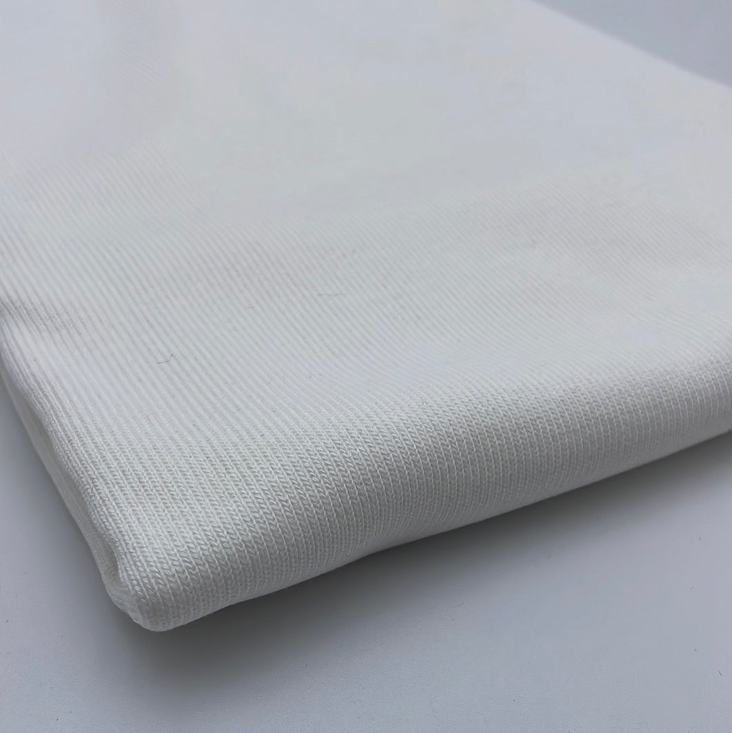 Cotton Rib Knit, White (KRB0214)