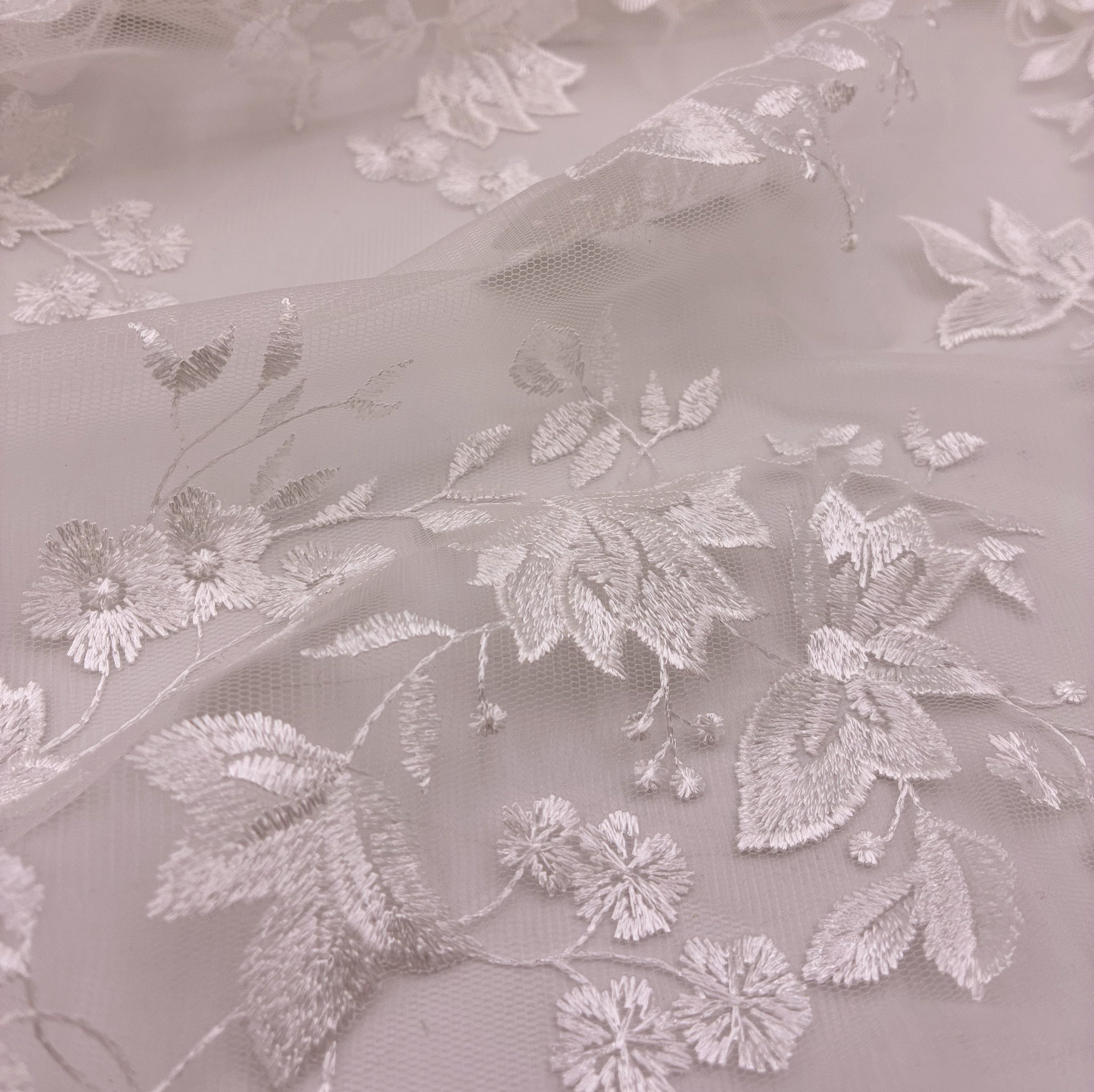 Embroidered Stretch Mesh - Opaline (KLM0239)