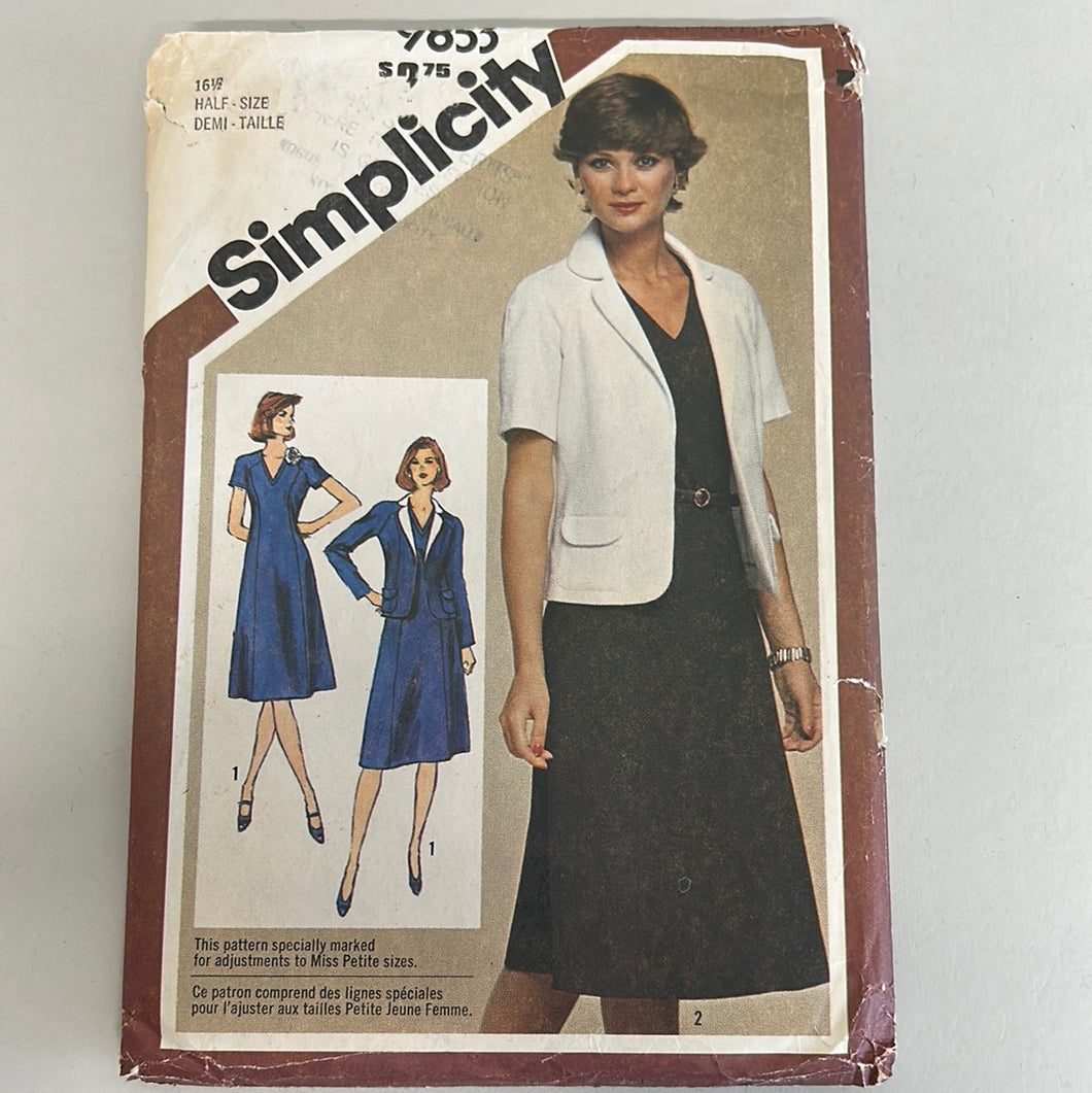 SIMPLICITY Vintage Pattern, Misses Dress & Jacket (PSI9853)