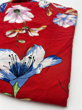 Load image into Gallery viewer, Rayon Dress Weight, Tropical Flowers on Red (WDW2189)
