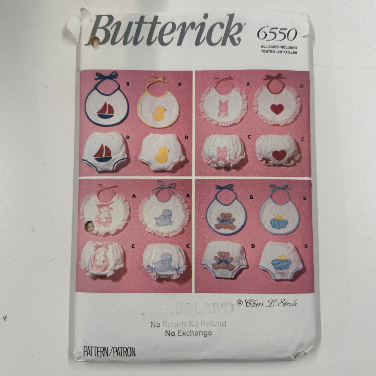 Butterick Craft Pattern - 6550 Bibs & Diaper Covers (NPA0576)