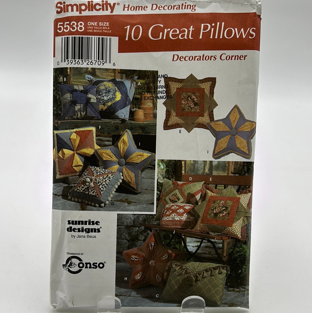 SIMPLICITY Pattern, 10 Great Pillows (PSI5538)