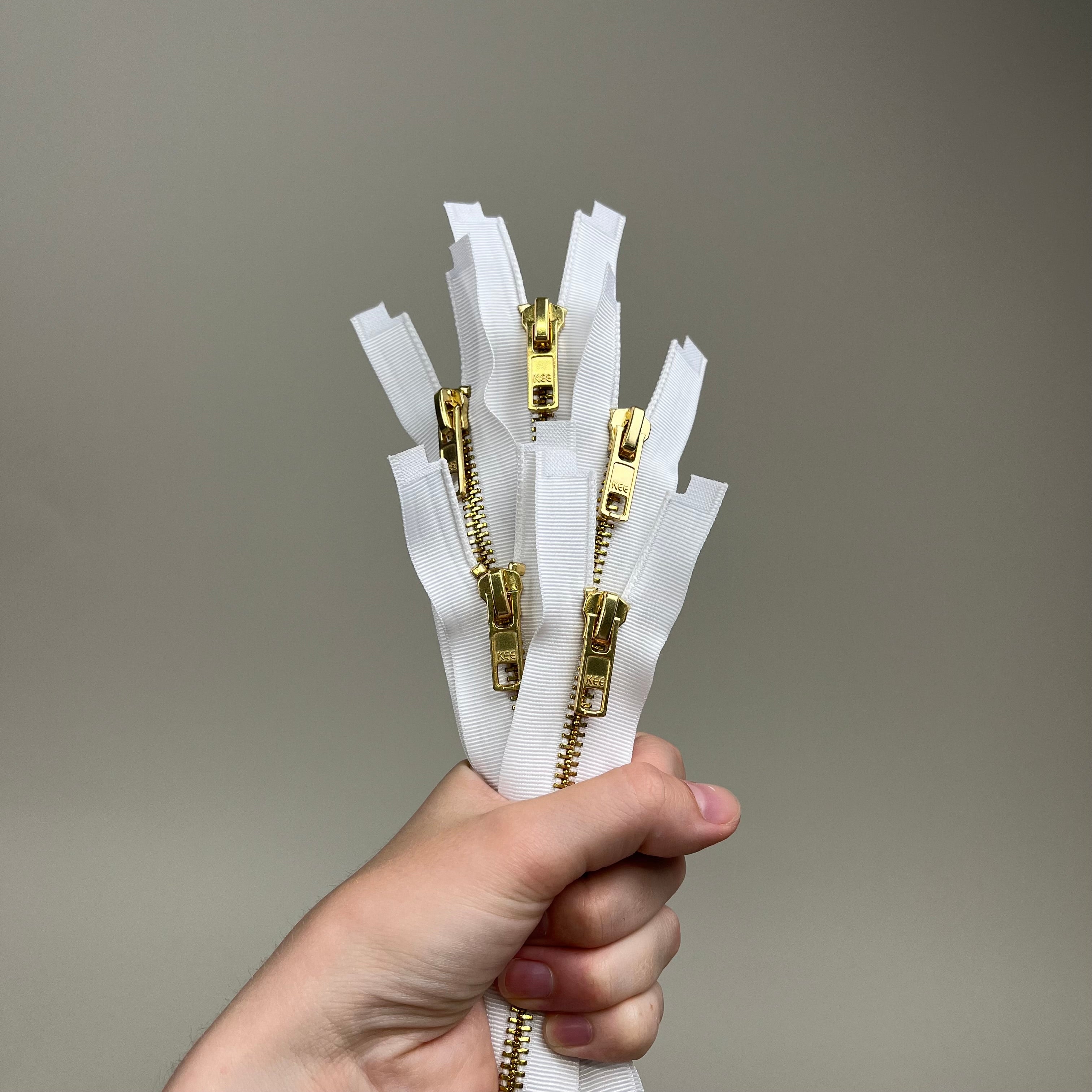 Separating Metal Zipper - White & Gold 18" (NZP0469)