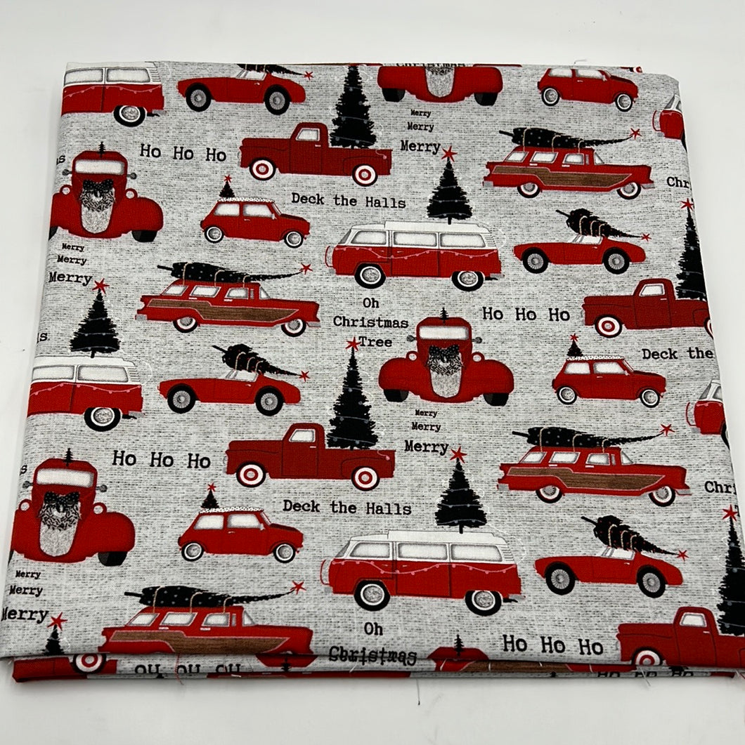 Studio E Quilting Cotton, Red & White Holiday Vehicles (WQC1423)