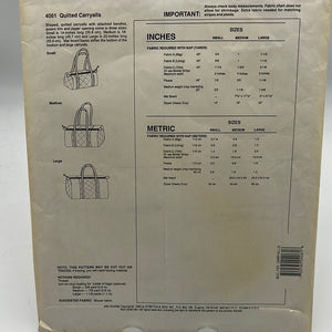 STRETCH N SEW Pattern, Quilted Carryalls (PSS4061)