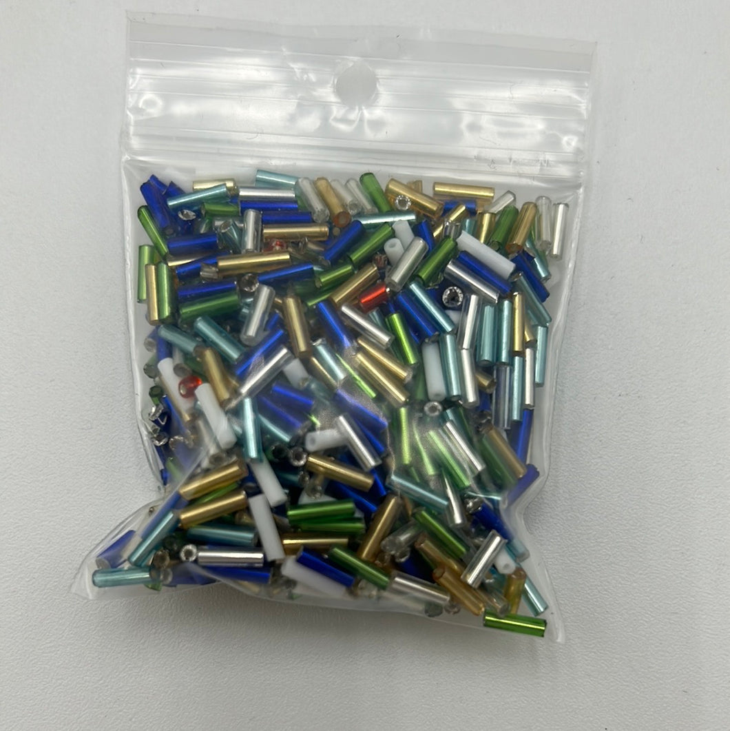 Plastic Bugle Beads, Mixed Colours (NBD0608)