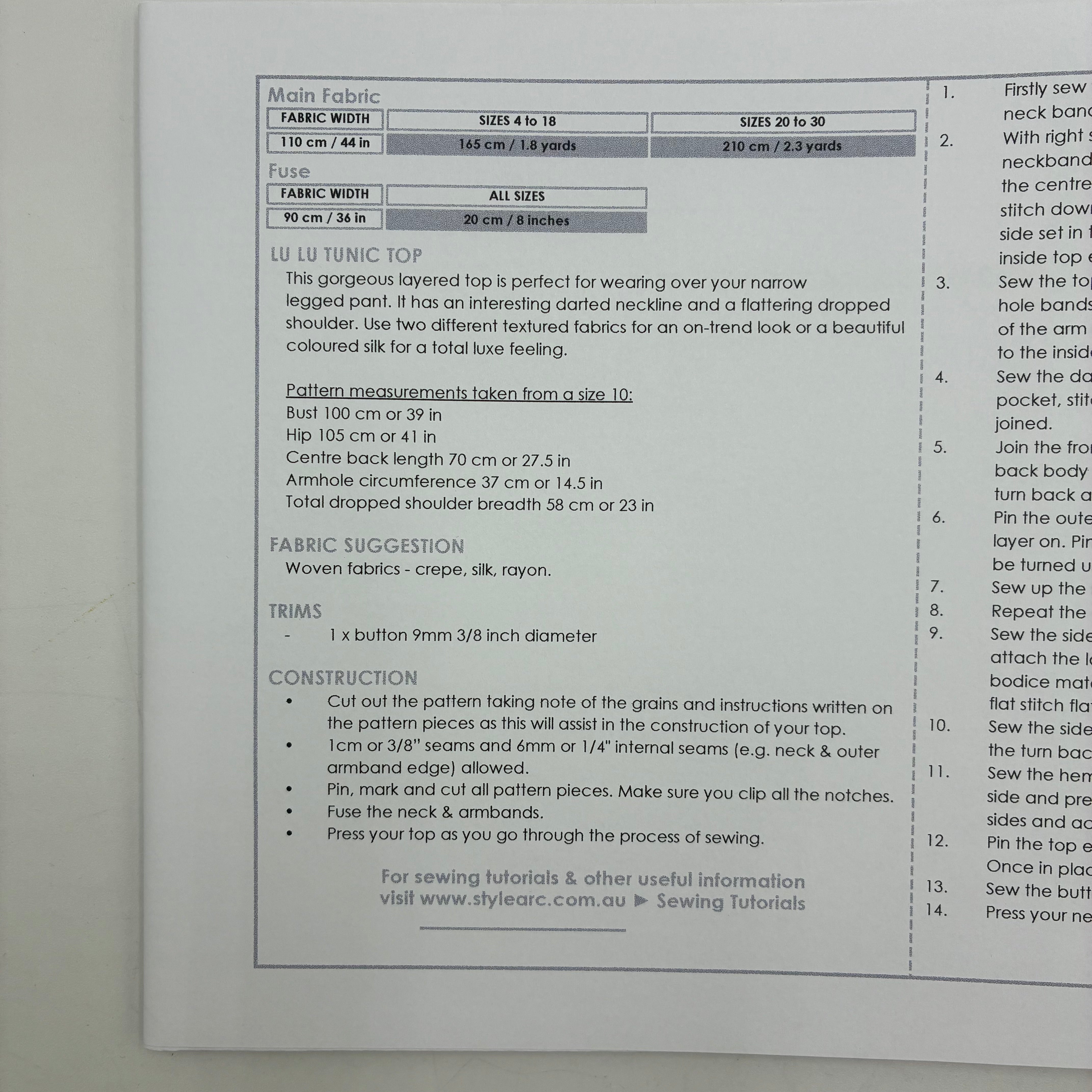 Style Arc Pattern - Lu Lu Tunic (NPA0310)