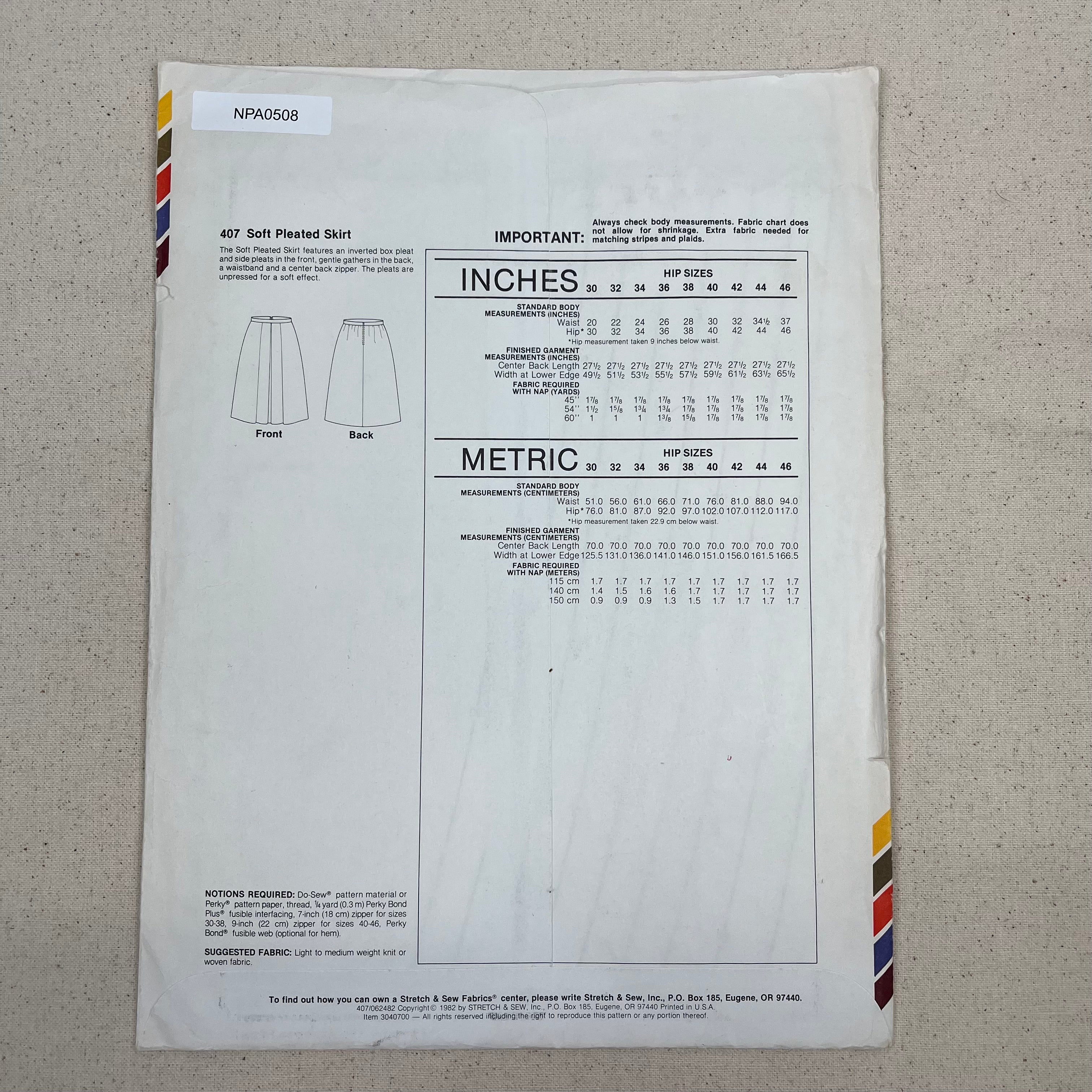 Stretch & Sew Pattern - 407 Soft Pleated Skirt (NPA0508)
