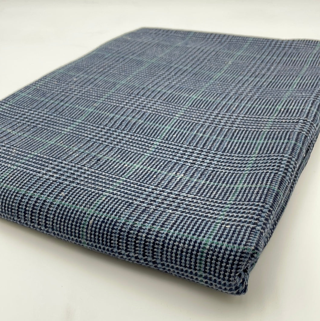 Wool Blend Bottom Weight, Black & Blue Check (WBW0291)(WSW)