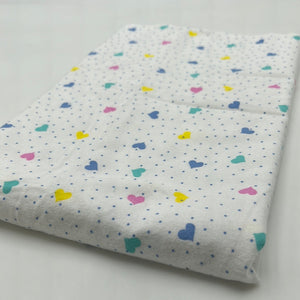 Cotton Flannelette, White with Hearts (WFL0283)