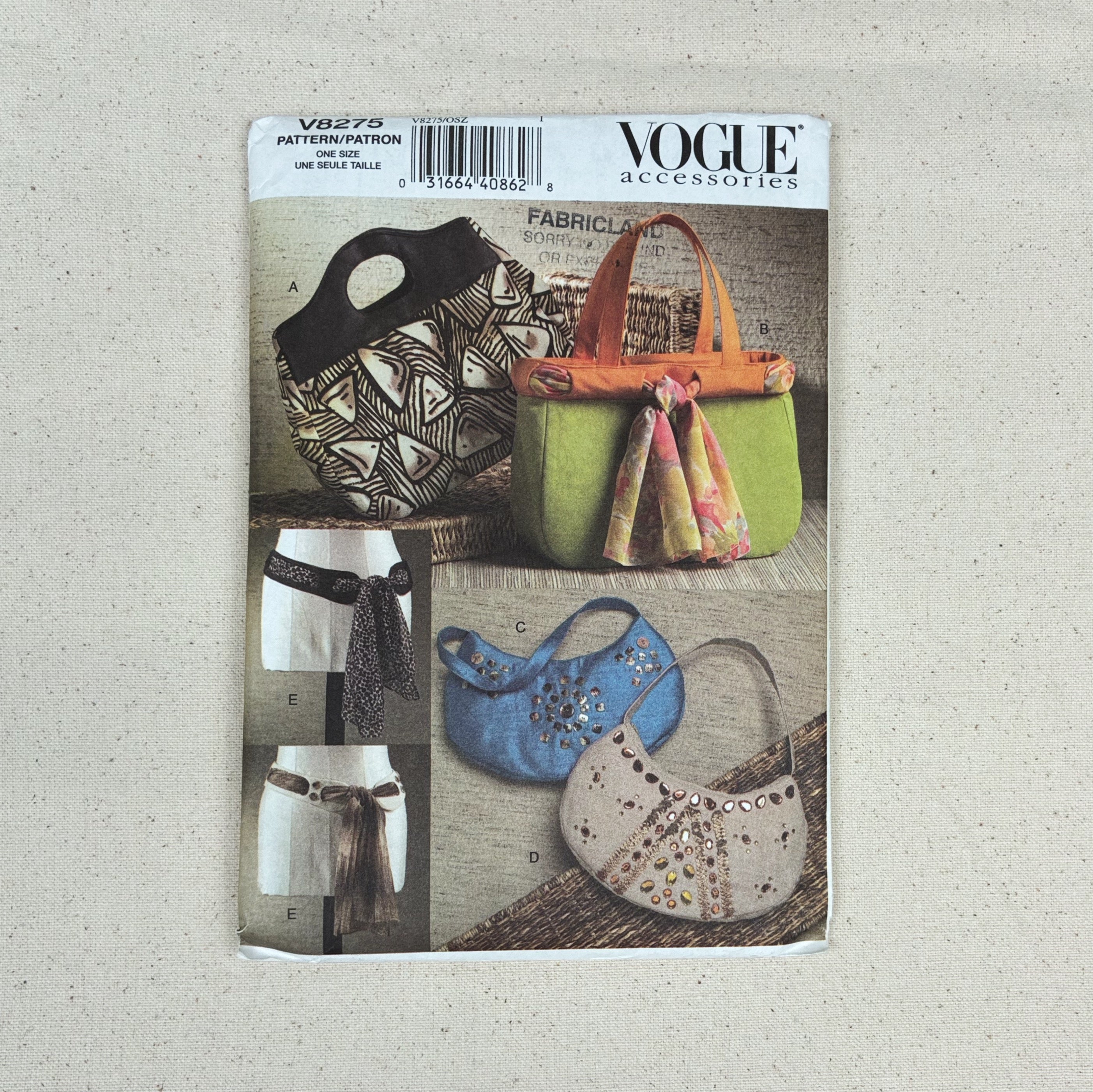 Bag Making Pattern - Vogue V8275 (NPA0454)