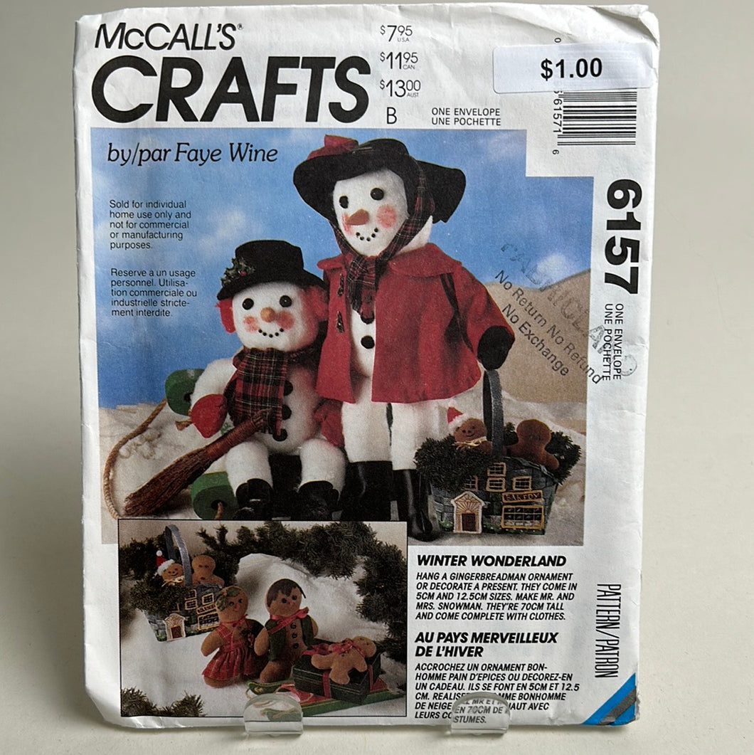 MCCALL'S Pattern, Snowmen & Gingerbread (PMC6157)