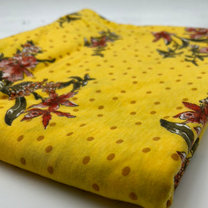 Jersey, Yellow Floral w/Brown Dots (KJE1105)