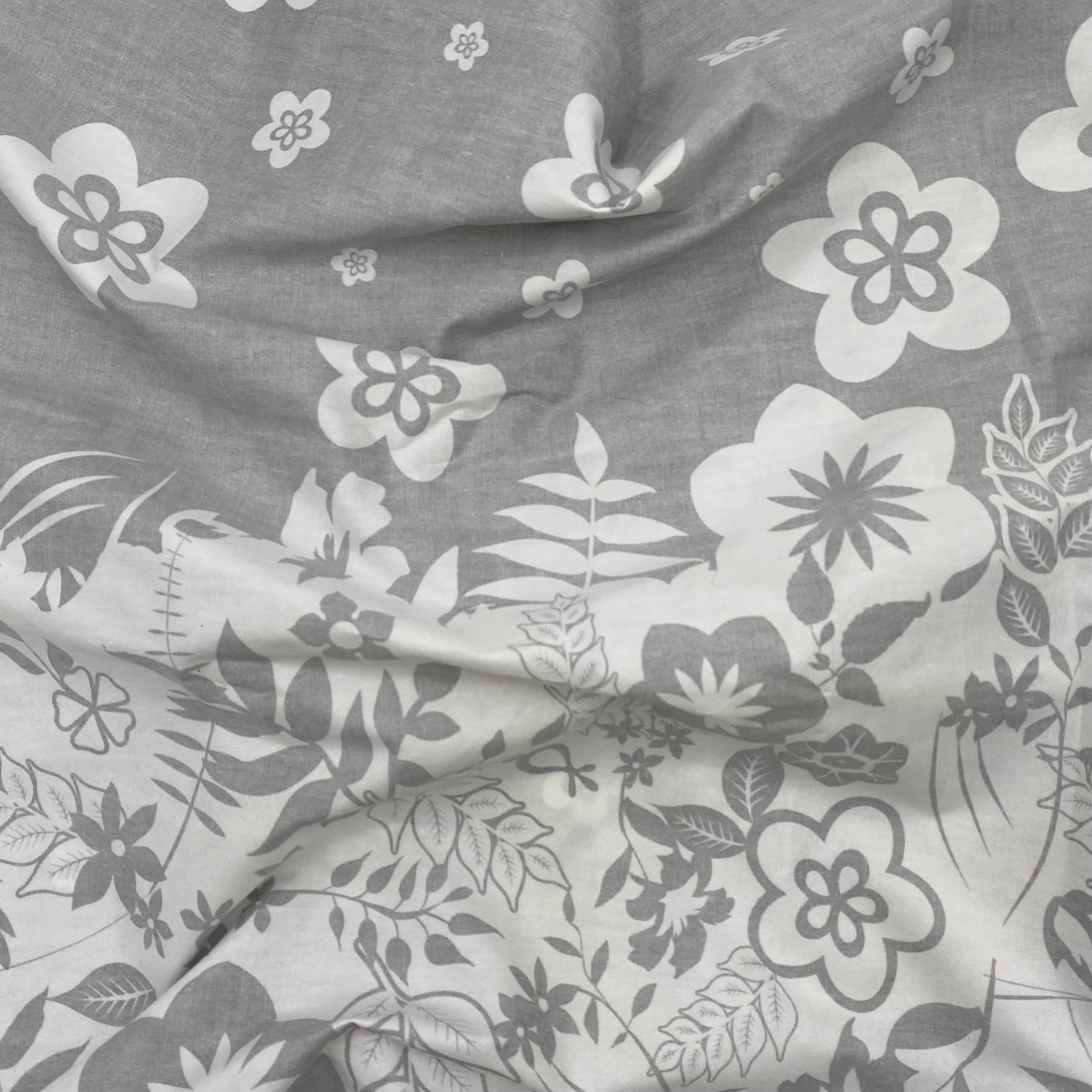 Cotton Shirting - Soft Grey Border Print (WDW3194)