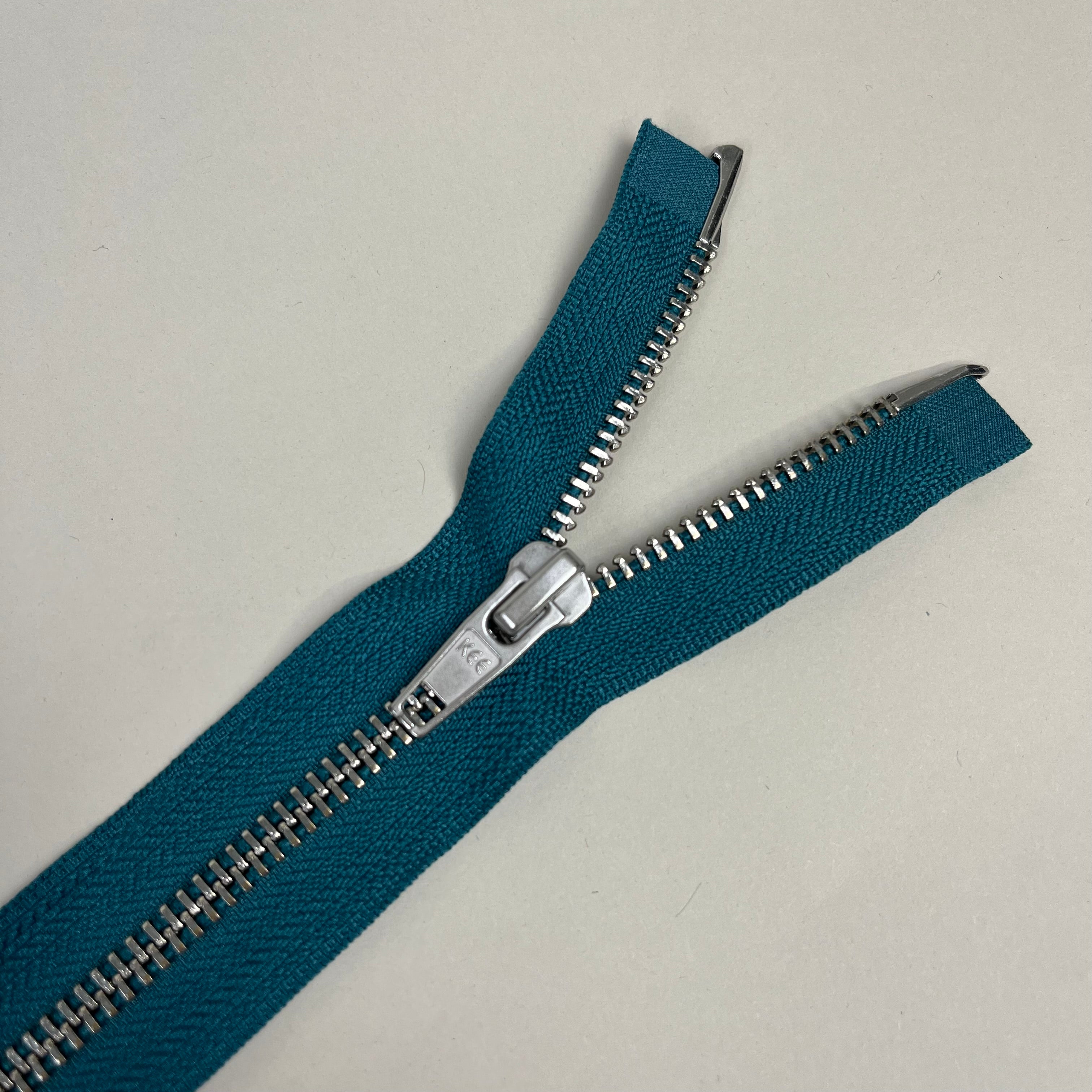 Two-Way Metal Zipper - Peacock & Silver 20" (NZP0377)