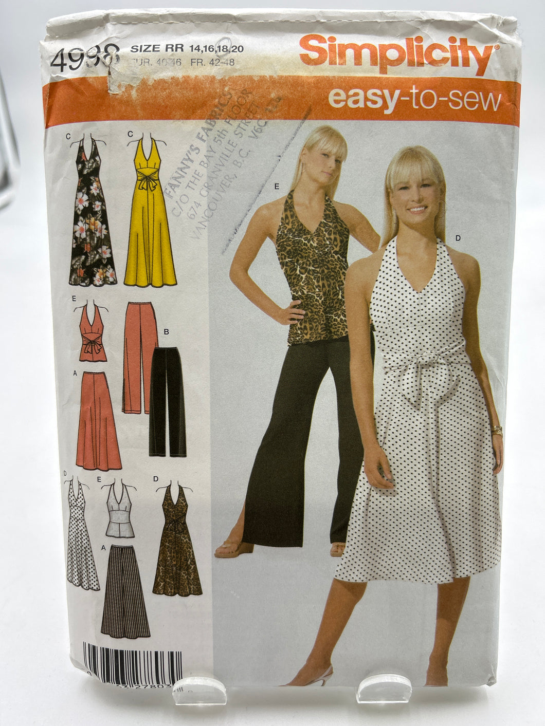 SIMPLICITY Pattern, Misses' Skirt, Pants & Dress (PSI4998)