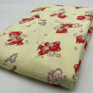 Vintage Cotton Flannelette, Yellow with Red Bears (WFL0289)