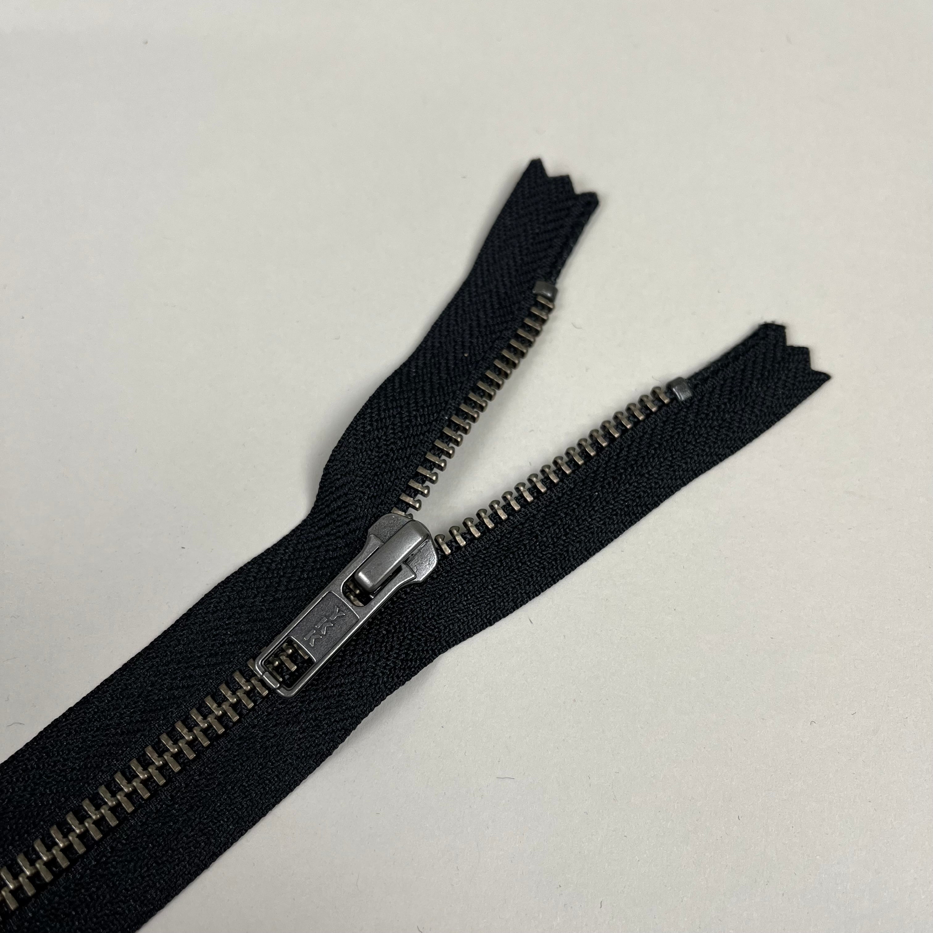 Closed-End Metal Zipper - Black & Antique Silver 5.5" (NZP0419)