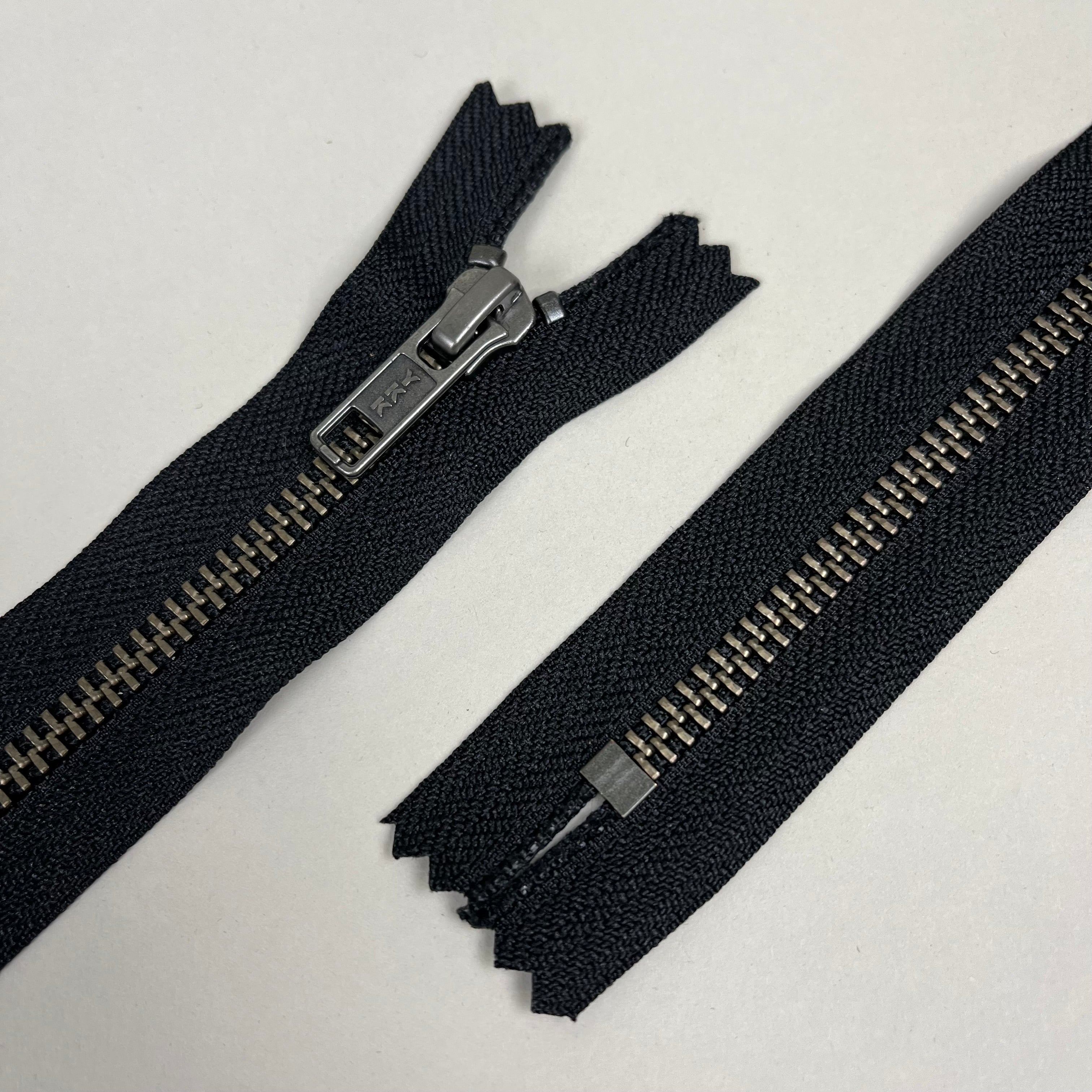 Closed-End Metal Zipper - Black & Antique Silver 5.5" (NZP0419)