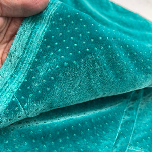 Stretch Velvet, Teal with Raised Dots (KVL0204)