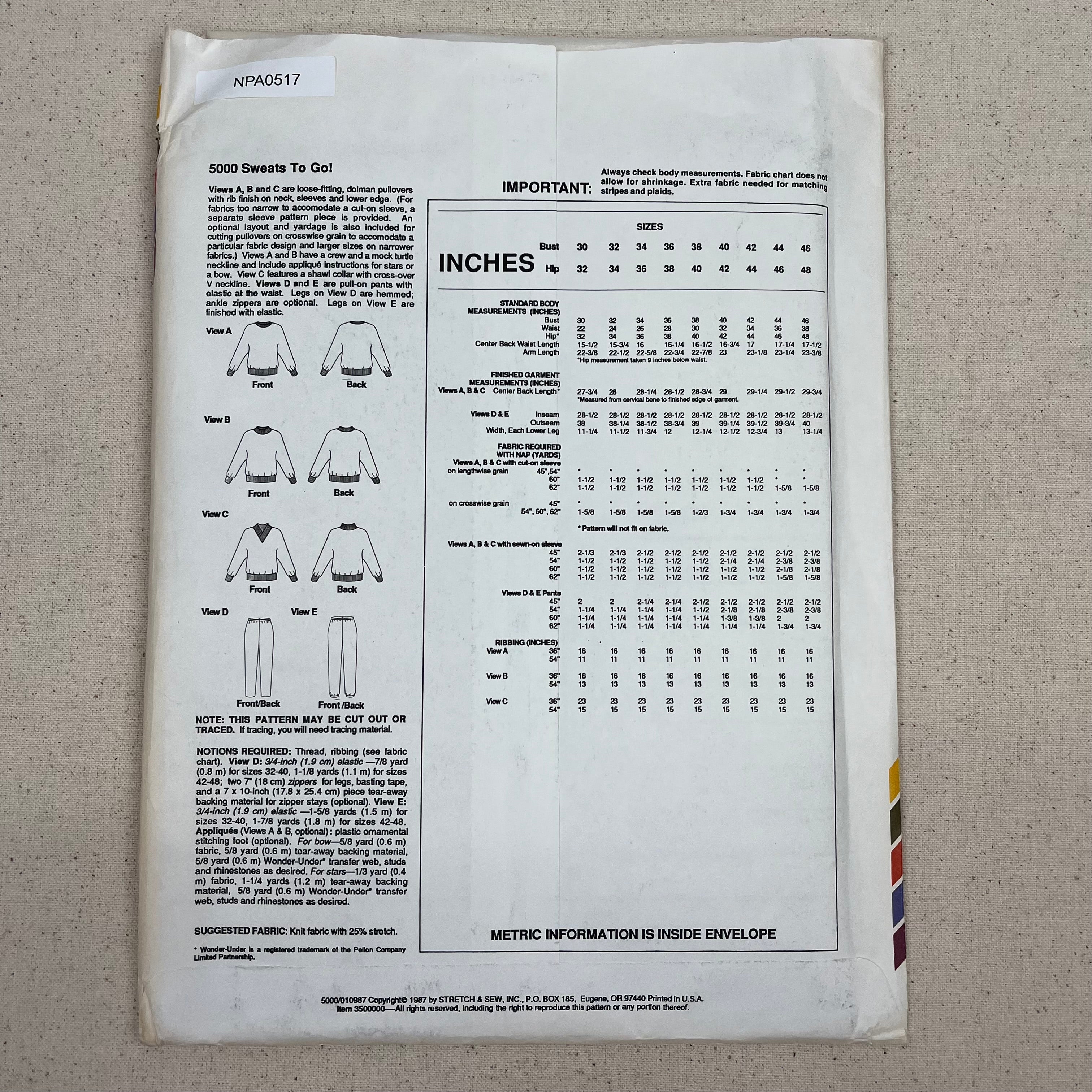 Stretch & Sew Pattern - 5000 Pullovers & Pants (NPA0517)