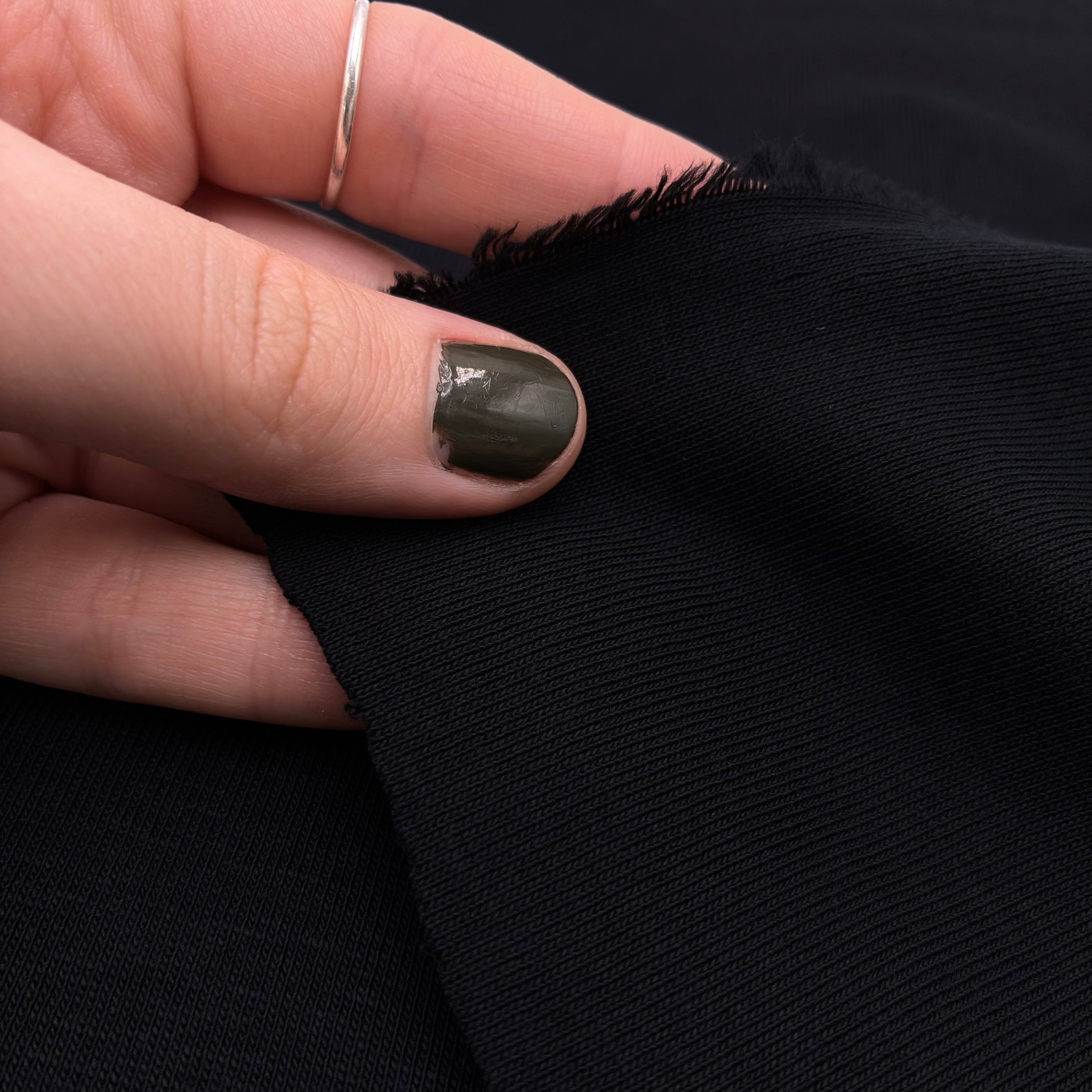 Organic Cotton Biowash Rib Knit - Black Opal (KRB0616)