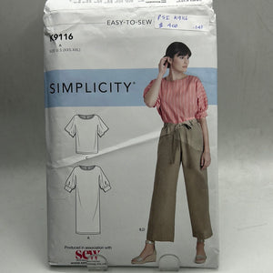 SIMPLICITY Pattern, Misses Dress, Tops, Pants (PSIK9116)