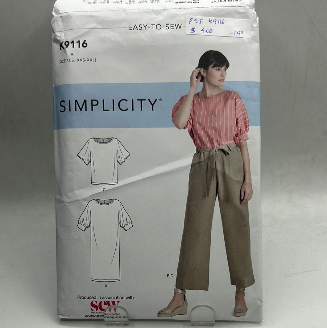 SIMPLICITY Pattern, Misses Dress, Tops, Pants (PSIK9116)