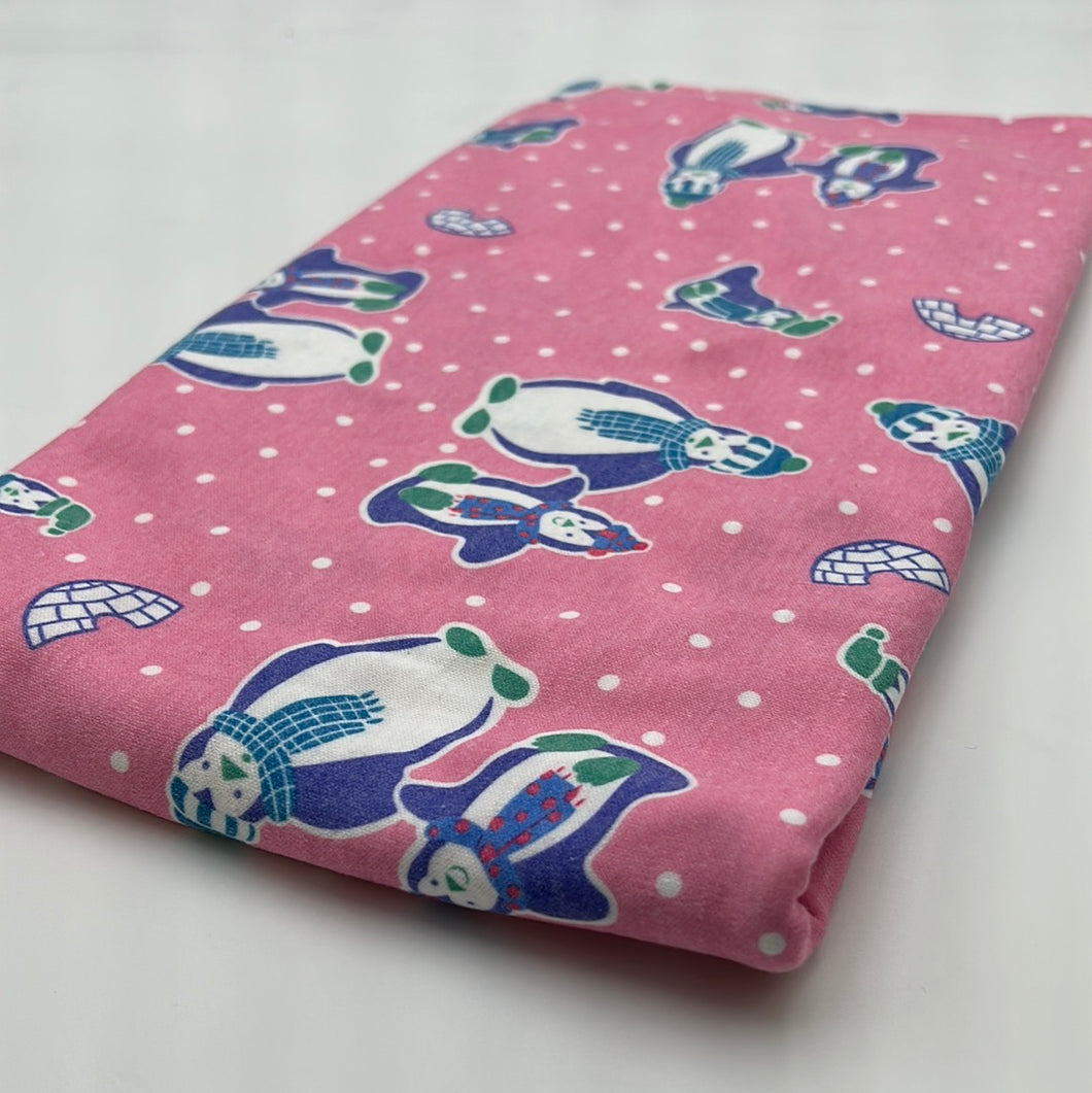 Cotton Jersey, Pink with Penguins (KJE0940)