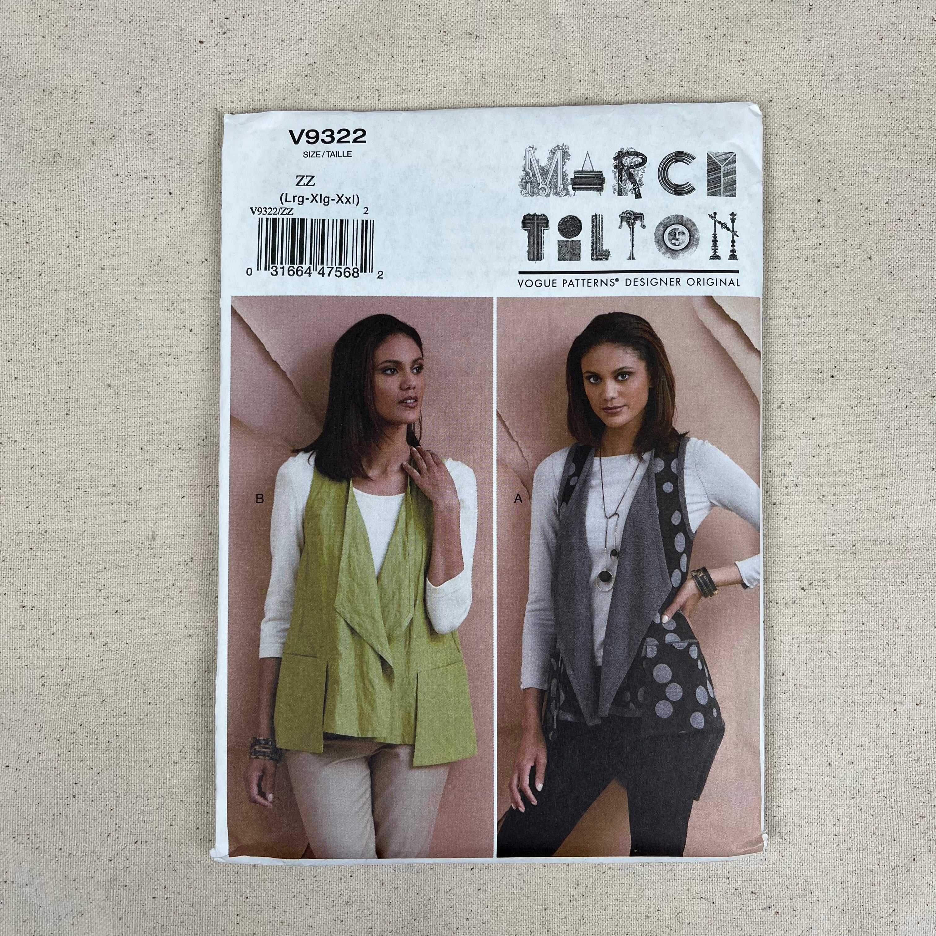Vogue Pattern - V9322 Vests (NPA0301)