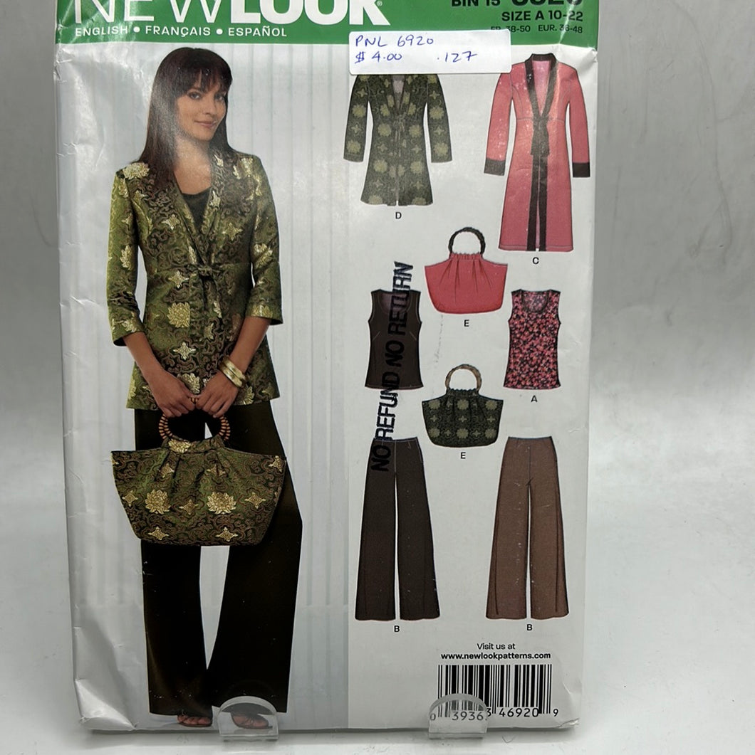 NEW LOOK Pattern, Jacket, Tank, Pants, Purse (PNL6920)