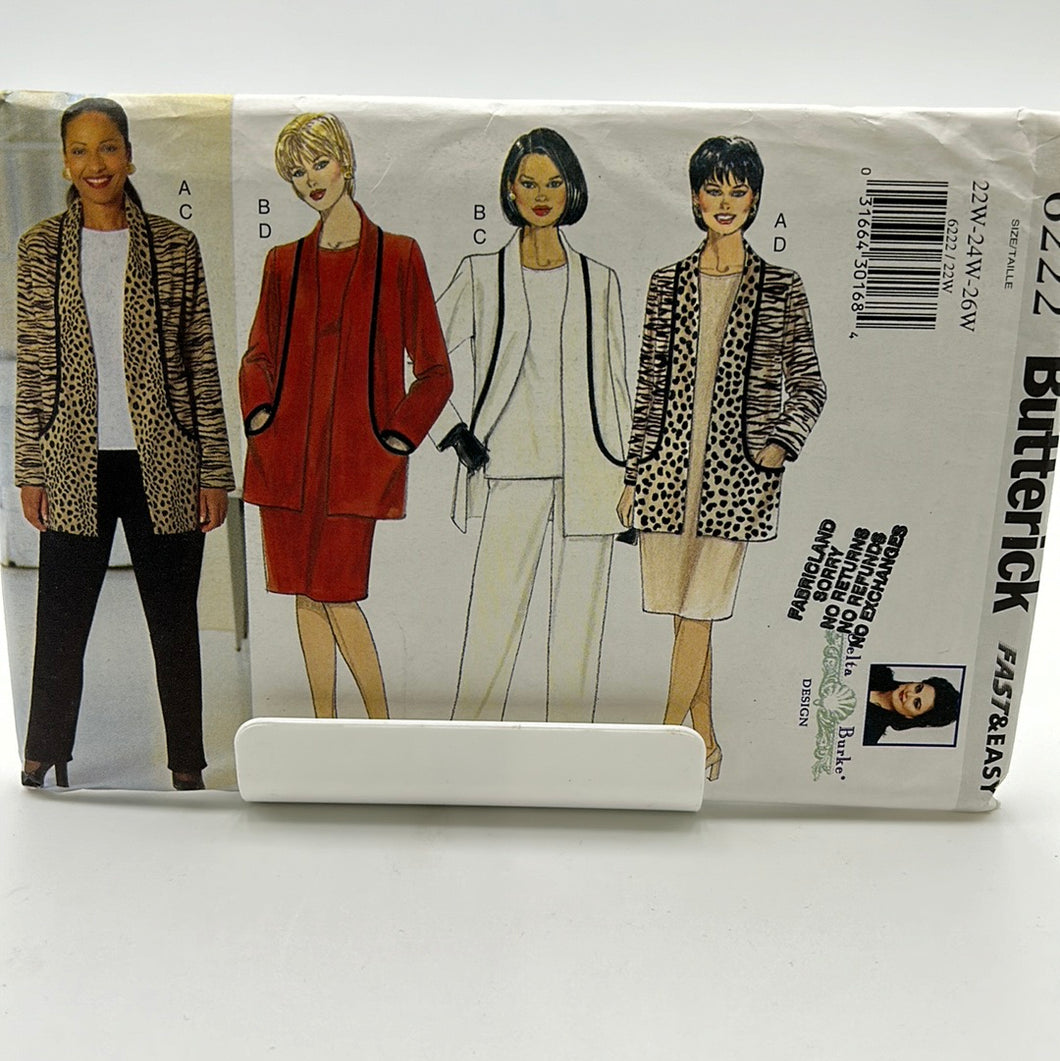 BUTTERICK Pattern, Misses Jacket, Top & Pants (PBT6222)