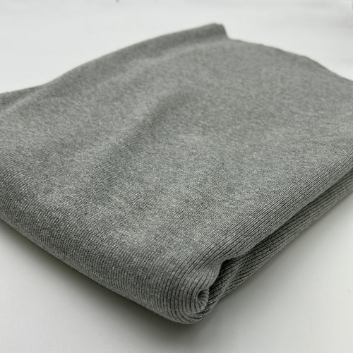 Dark Heathered Gray Stretch Cotton and Modal 2x2 Rib Knit