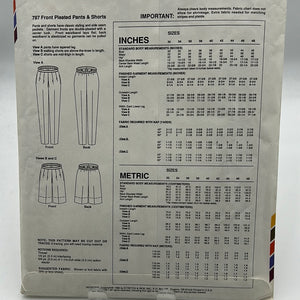 STRETCH N SEW Pattern, Front Pleated Pants & Shorts (PSS0787)