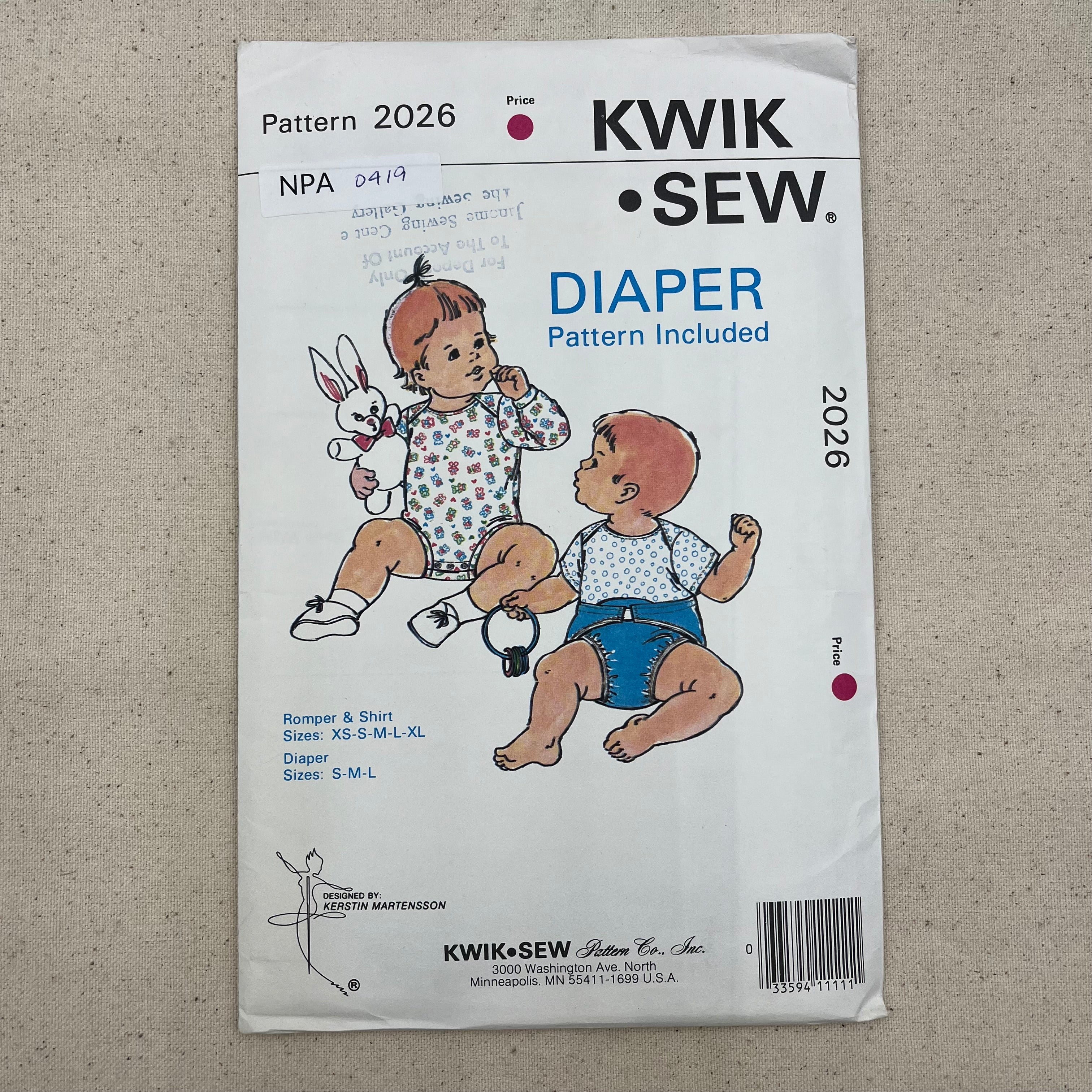 Kwik Sew Pattern - 2026 Baby Rompers & Shirt (NPA0419)