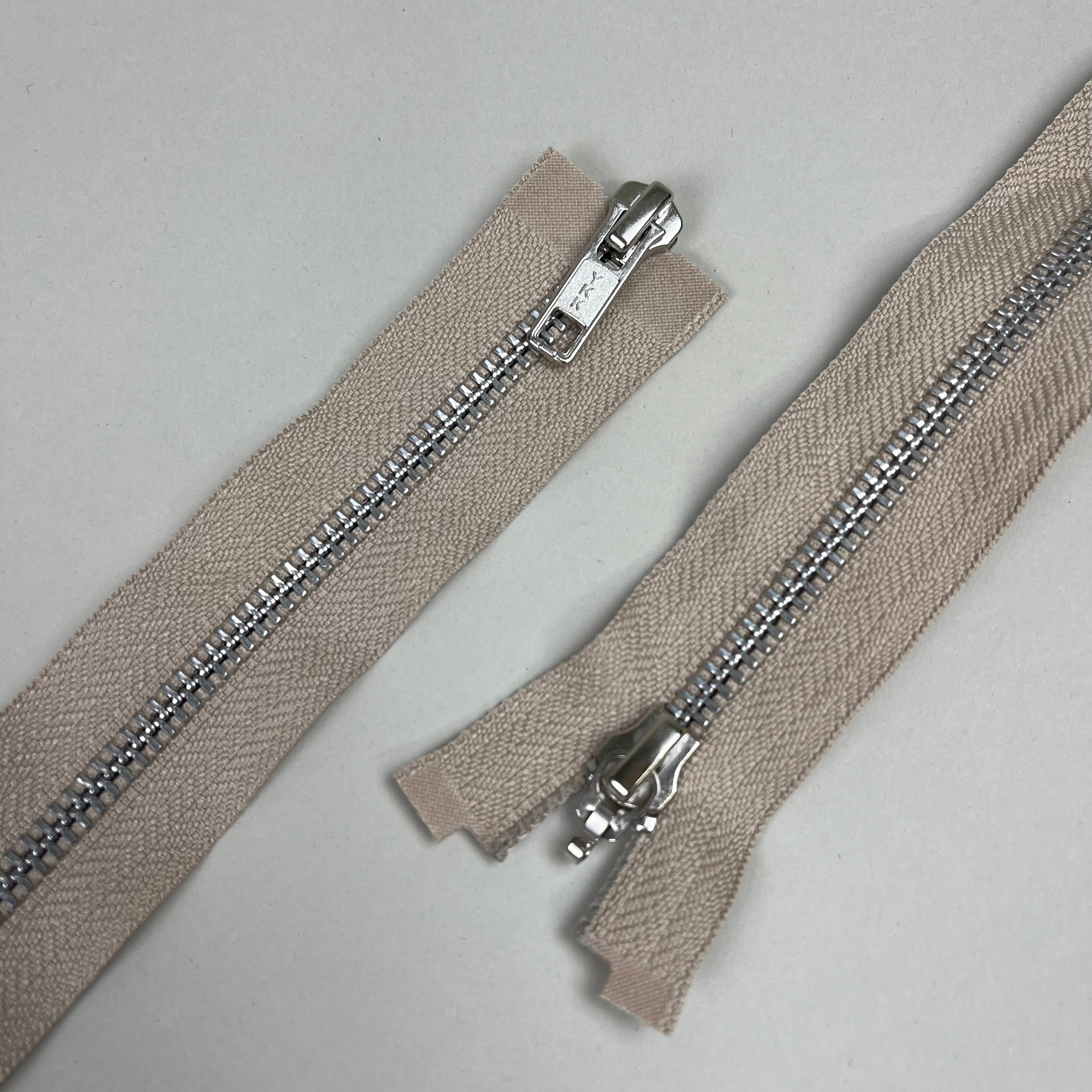 Two-Way Metal Zipper - Sand Dune & Silver 32" (NZP0440)
