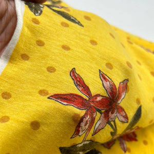 Jersey, Yellow Floral w/Brown Dots (KJE1105)